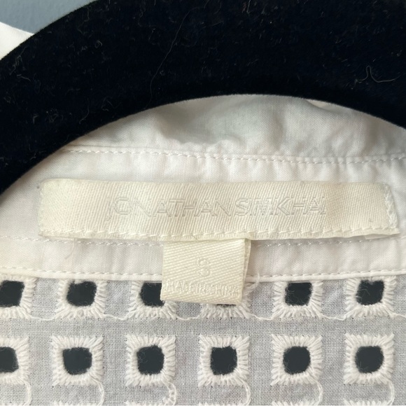 Jonathan Simkhai Tie-Front Button Down Short Sleeve Top - Picture 6 of 7